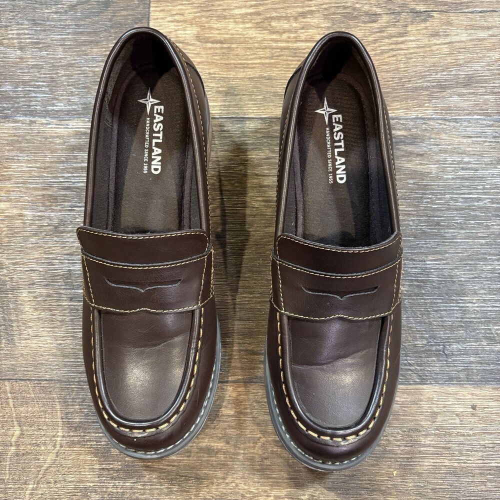 Eastland Holly Penny Loafers Women’s 8.5 Brown Slip On Comfort Lug Sole Shoes